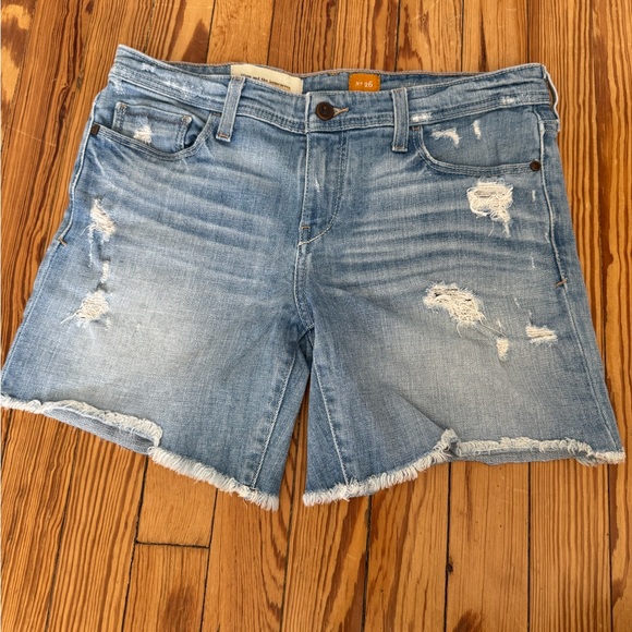 Pilcro and the Letterpress Pants - Pilcro and the Letterpress Light Blue Ripped Jean Shorts